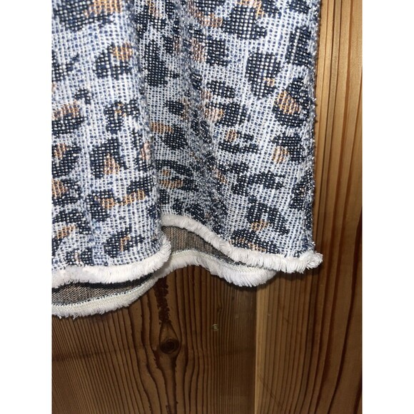 W5 Medium Halter Top Leopard Print Raw Fringe Hem Sleeveless Anthropologie Blue - Picture 5 of 7